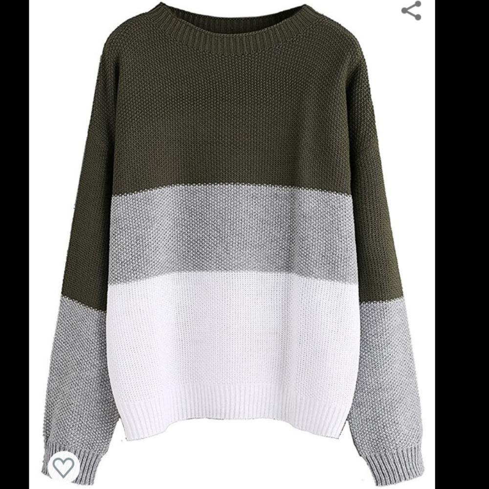 Tri-Color Knit Pullover Sweater